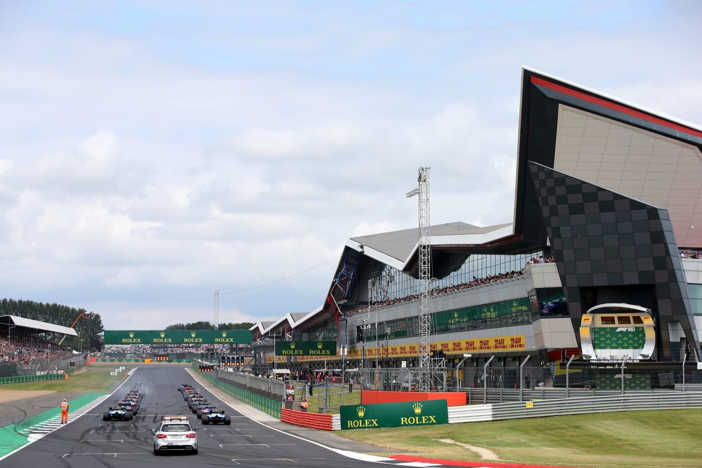 NORTHAMPTON, ENGLAND - JULY 14: The cars line up on the grid at the staduring the F1 Grand Prix of