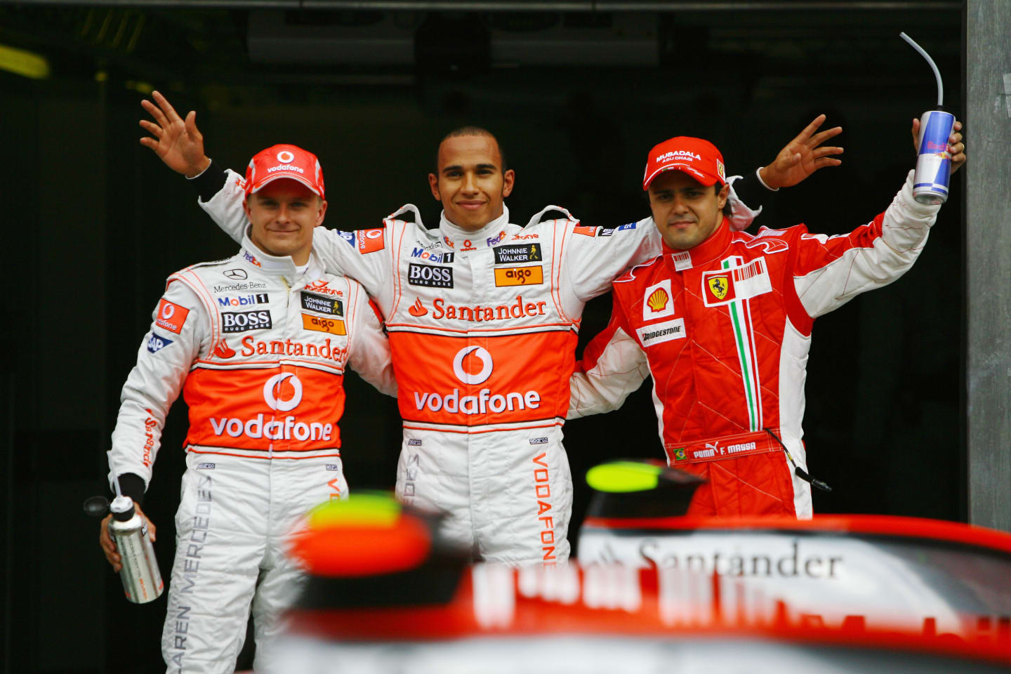 HOCKENHEIM, GERMANY - JULY 19:  (L-R) Third placed Heikki Kovalainen of Finland and McLaren