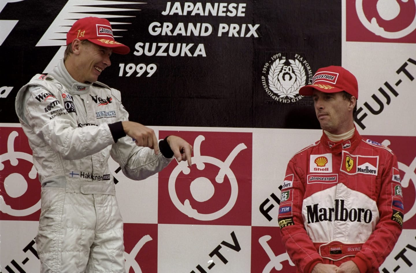 31 Oct 1999:  McLaren Mercedes driver Mika Hakkinen wins the Formula One Japanese Grand Prix ahead