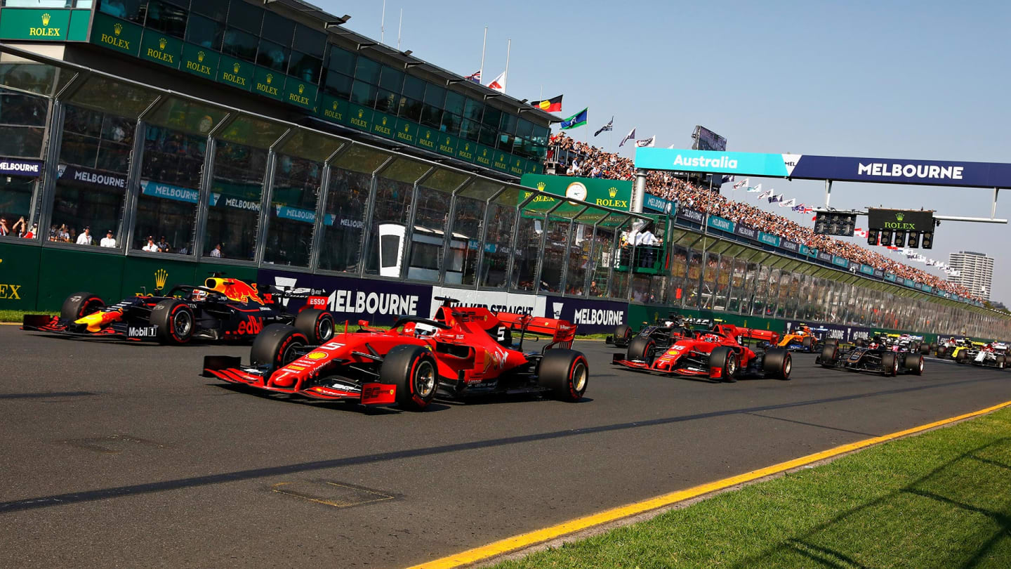 MELBOURNE, AUSTRALIA - MARCH 17: Sebastian Vettel of Germany driving the (5) Scuderia Ferrari SF90