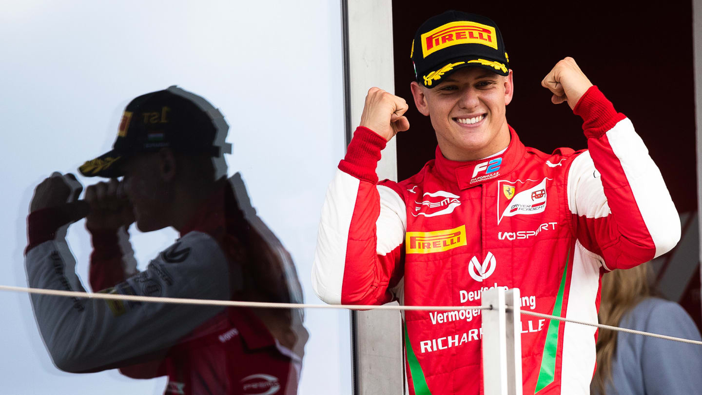 BUDAPEST, HUNGARY - AUGUST 04: Race winner Mick Schumacher of Germany and Prema Racing celebrates