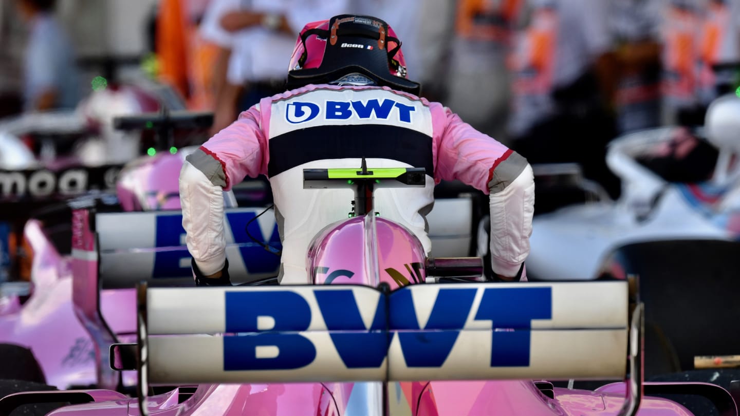 SUZUKA, JAPAN - OCTOBER 07: Esteban Ocon, Racing Point Force India VJM11 in parc ferme during the Japanese GP at Suzuka on October 07, 2018 in Suzuka, Japan. (Photo by Jerry Andre / Sutton Images)
