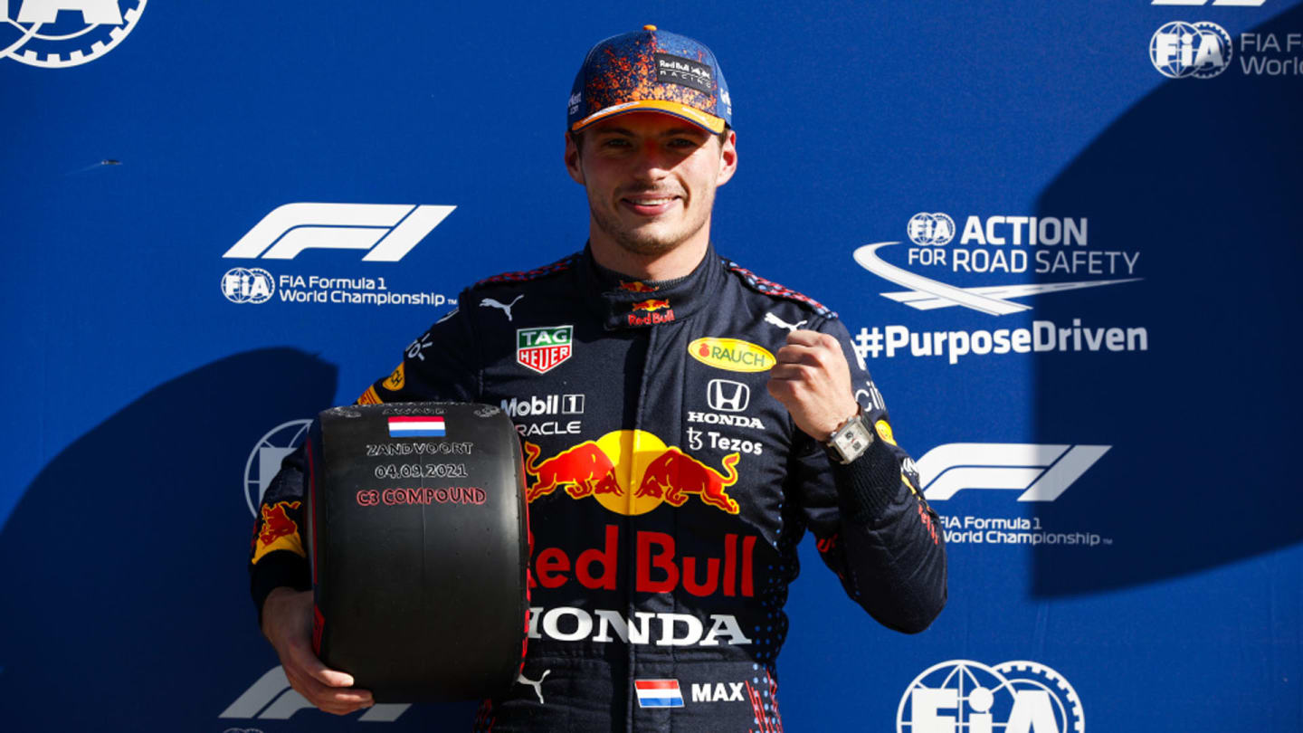 CIRCUIT ZANDVOORT, NETHERLANDS - SEPTEMBER 04: Pole Sitter Max Verstappen, Red Bull Racing with the