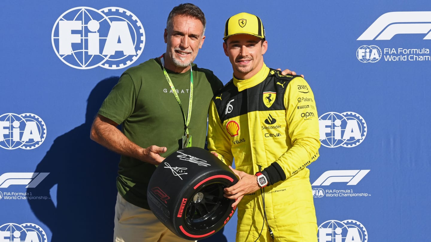AUTODROMO NAZIONALE MONZA, ITALY - SEPTEMBER 10: Pole man Charles Leclerc, Ferrari, receives the