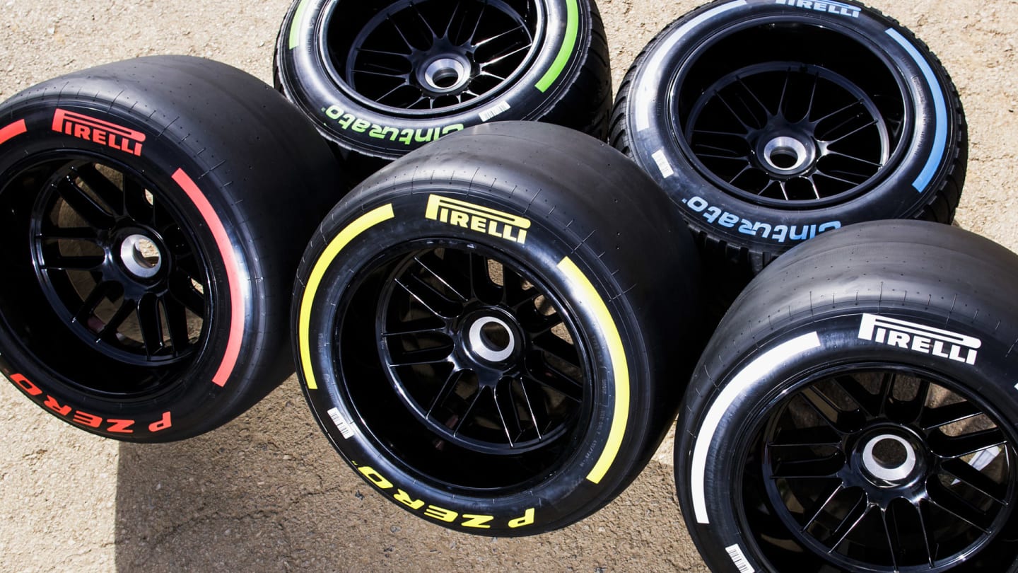 CIRCUIT DE BARCELONA-CATALUNYA, SPAIN - FEBRUARY 24: Pirelli tyre compounds during the Barcelona