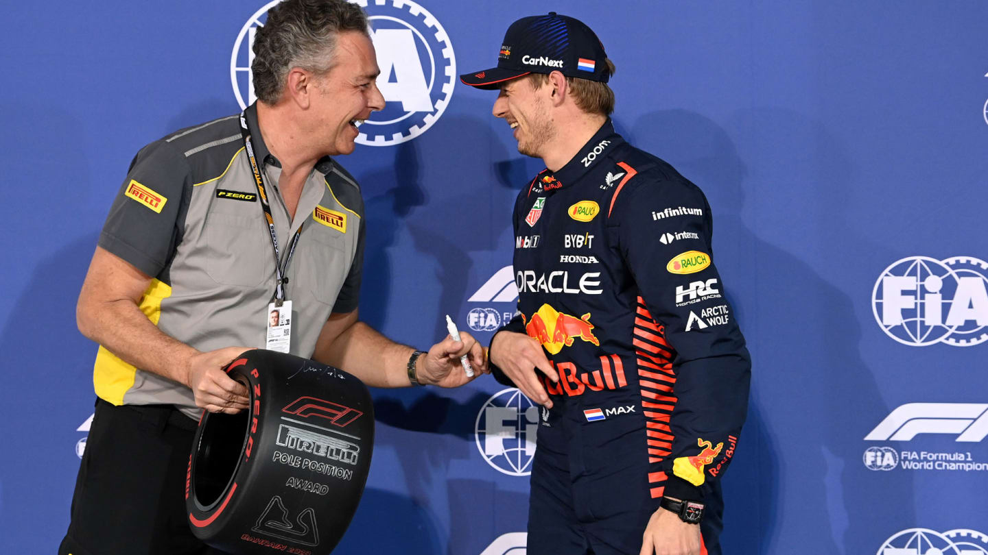 BAHRAIN INTERNATIONAL CIRCUIT, BAHRAIN - MARCH 04: Max Verstappen, Red Bull Racing, receives his