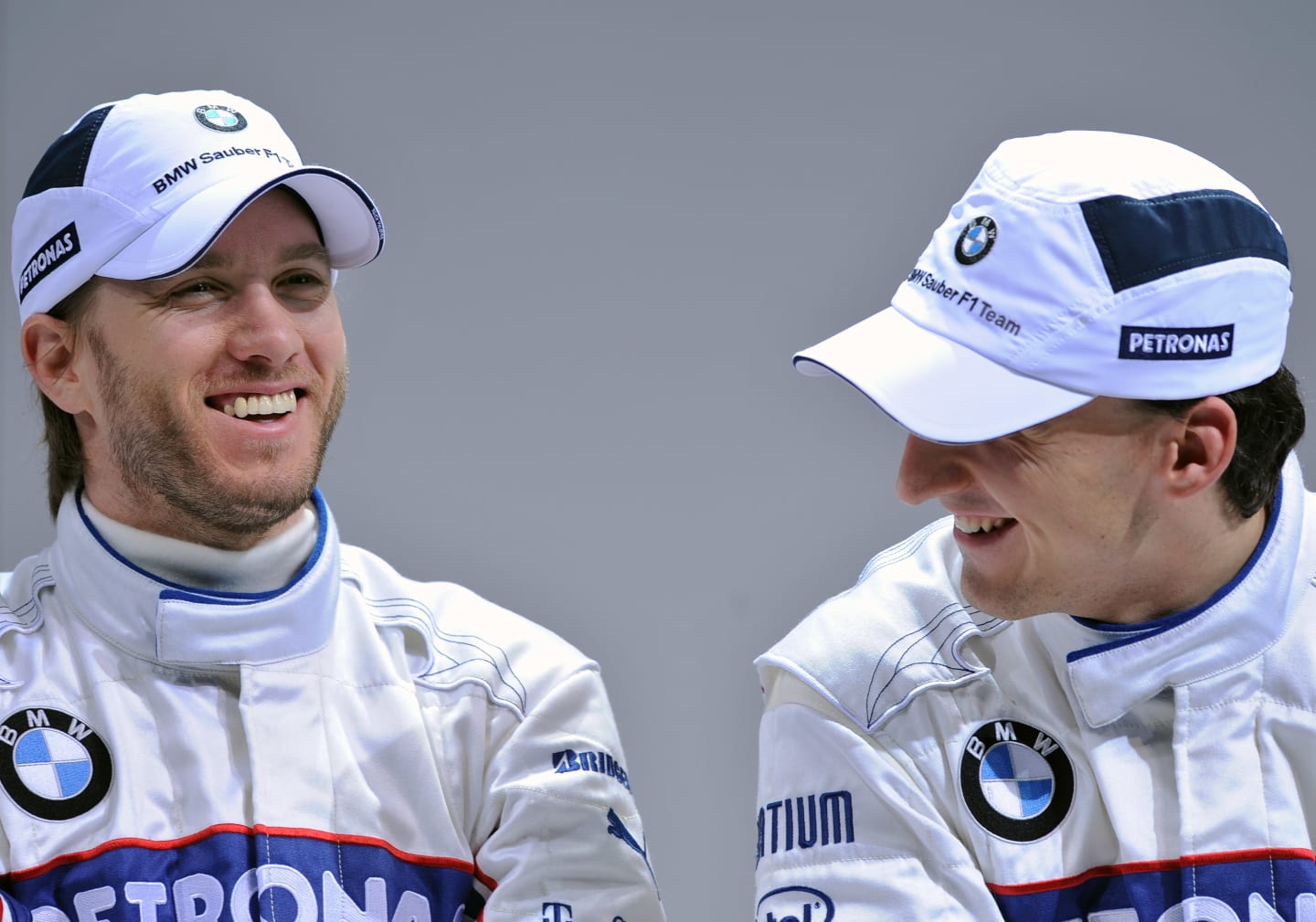 VALENCIA, SPAIN - JANUARY 20:  BMW Sauber drivers Nick Heidfeld (R) of Germany and Robert Kubica of