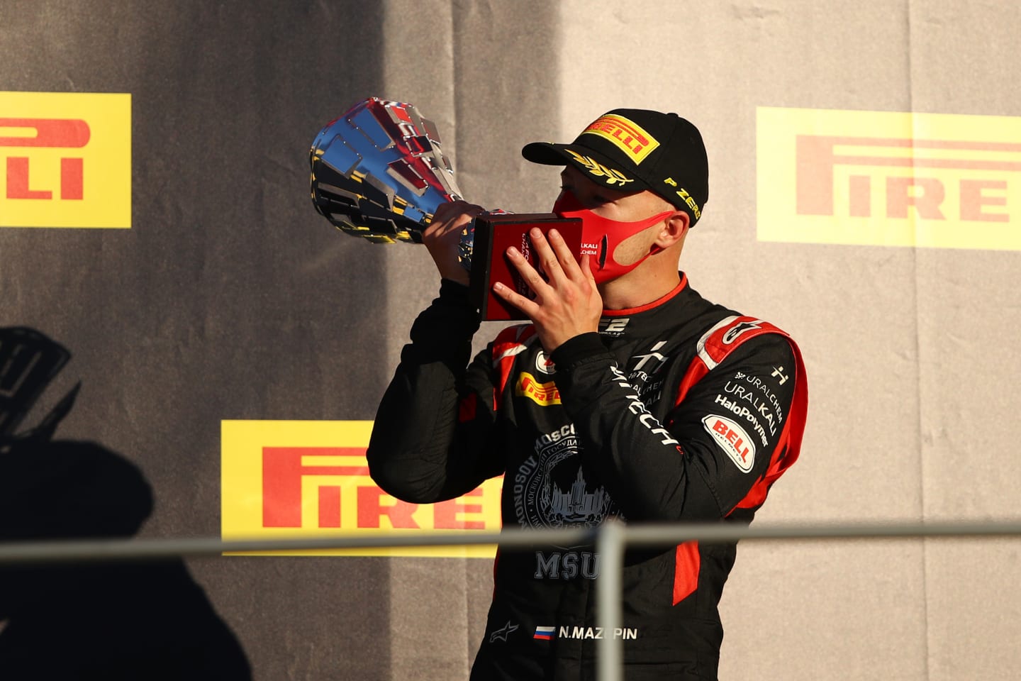 SCARPERIA, ITALY - SEPTEMBER 12: Race winner Nikita Mazepin of Russia and Hitech Grand Prix