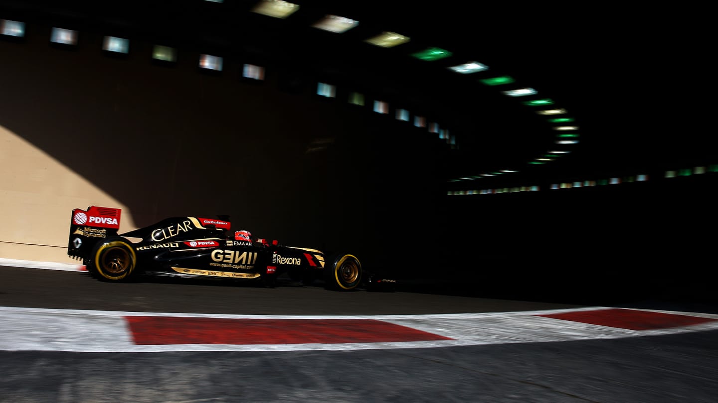 ABU DHABI, UNITED ARAB EMIRATES - NOVEMBER 26: Esteban Ocon of France and Lotus drives during day
