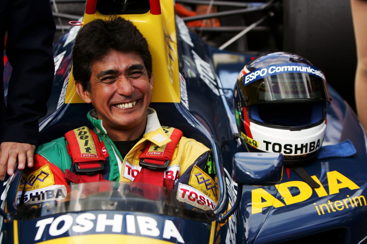 Aguri Suzuki (JPN) Team Principal Super Aguri F1 in his 1990 Larrousse Lola Lamborghini 90.
Formula