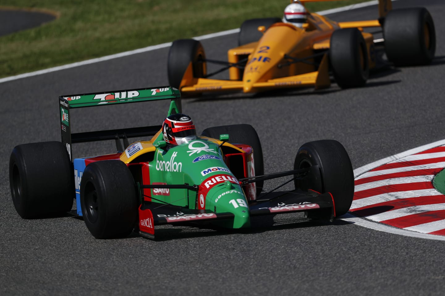 SUZUKA, JAPAN - OCTOBER 07: Aguri Suzuki, Benetton B188 at Legends F1 30th Anniversary Lap