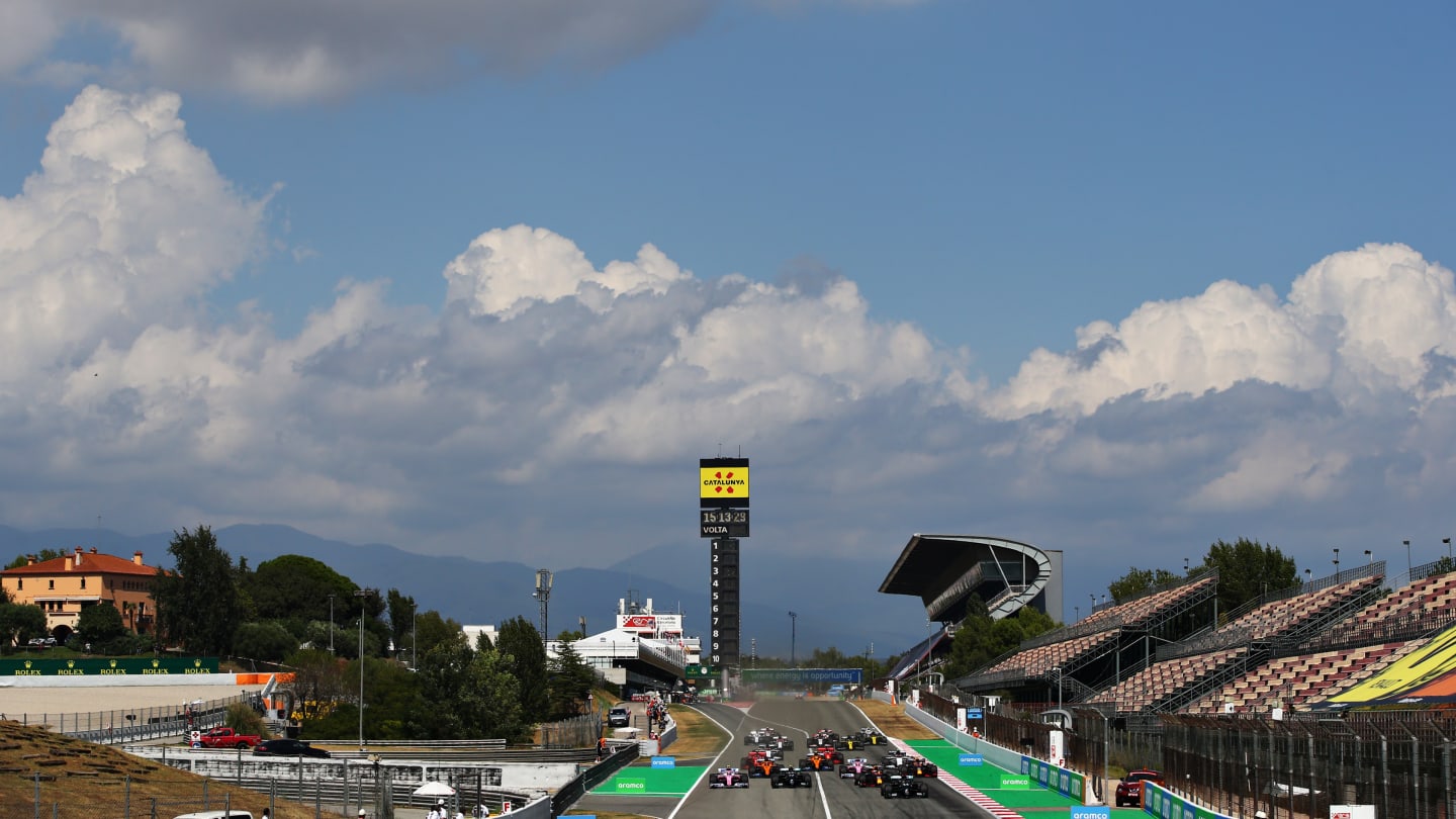 BARCELONA, SPAIN - AUGUST 16: A general view as Lewis Hamilton of Great Britain driving the (44)