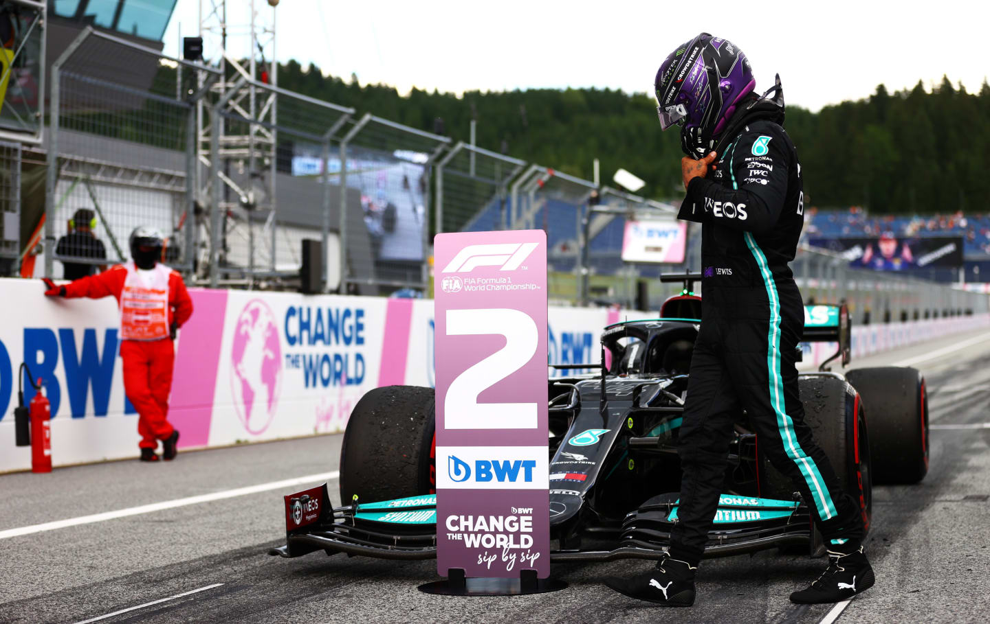 SPIELBERG, AUSTRIA - JUNE 27: Second placed Lewis Hamilton of Great Britain and Mercedes GP looks