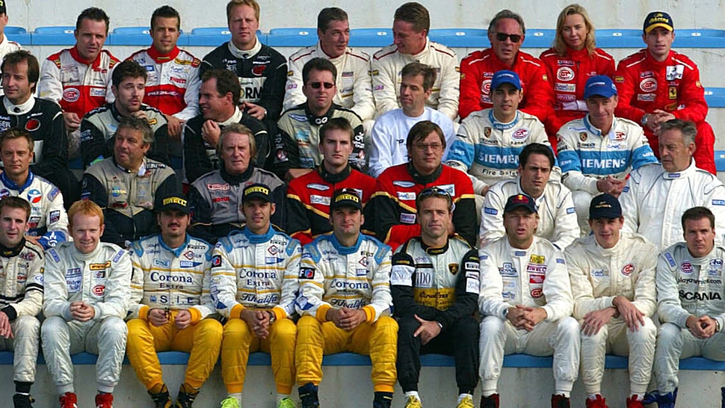 The 2002 FIA GT lineup:
Back row, L-R: Jamie Davies (GBR), Ivan Capelli (ITA), Andrew Kirkaldy