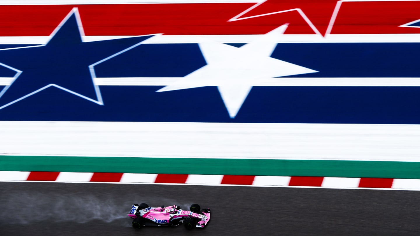 CIRCUIT OF THE AMERICAS, UNITED STATES OF AMERICA - OCTOBER 19: Sergio Perez, Racing Point Force India VJM11 during the United States GP at Circuit of the Americas on October 19, 2018 in Circuit of the Americas, United States of America. (Photo by Glenn Dunbar / LAT Images)