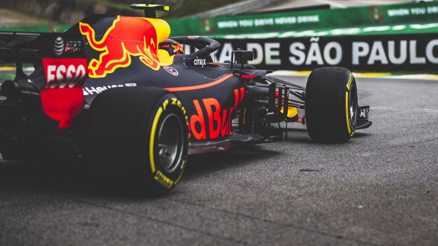 AUTóDROMO JOSé CARLOS PACE, BRAZIL - NOVEMBER 09: Max Verstappen, Red Bull Racing RB14 during the