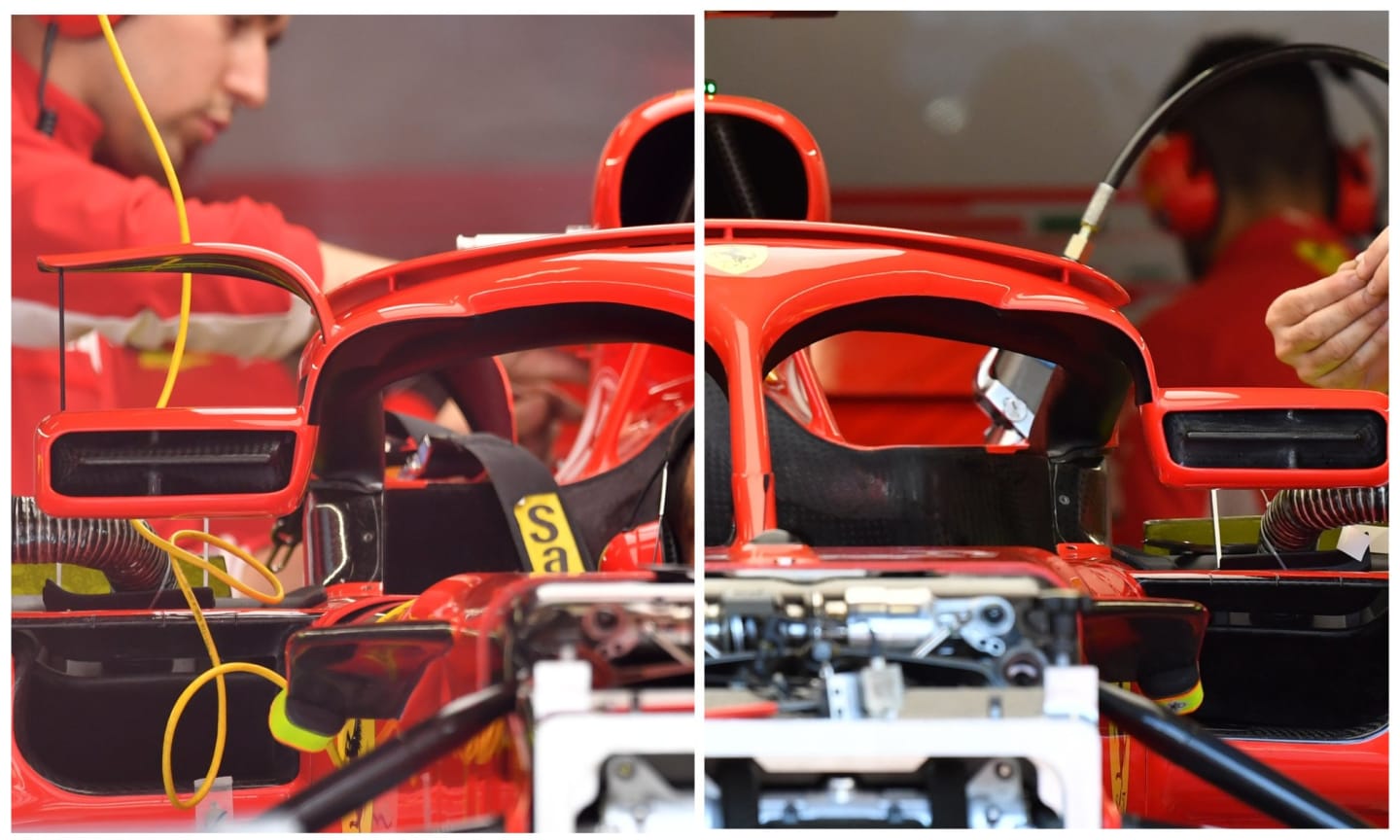 SPOT THE DIFFERENCE: Ferrari's Spanish GP mirror layout (left) and their Monaco revision (right). © Sutton Images
