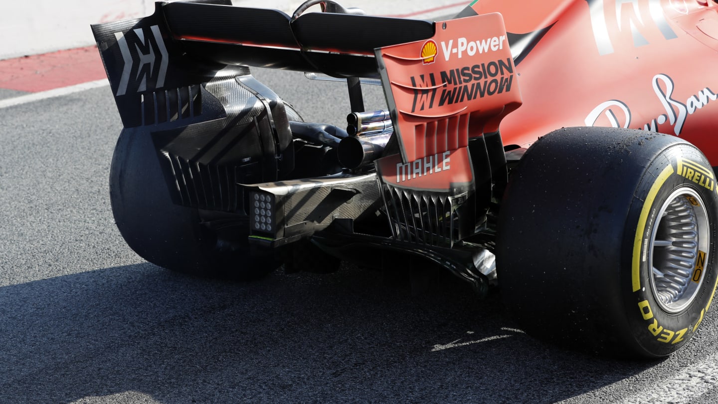 CIRCUIT DE BARCELONA-CATALUNYA, SPAIN - FEBRUARY 19: Ferrari SF90 rear during the Barcelona