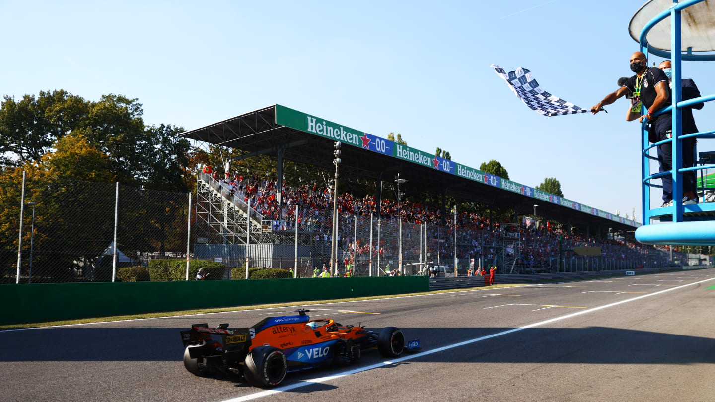 MONZA, ITALY - SEPTEMBER 12: Race winner Daniel Ricciardo of Australia driving the (3) McLaren F1