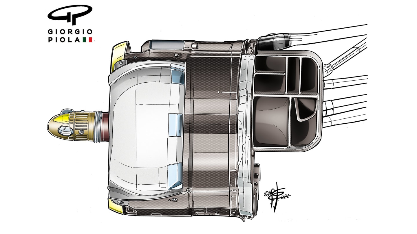 Red Bull’s brake duct design, relatively simple – but also possibly allowing greater cooling capacity in Mexico’s thin air. 