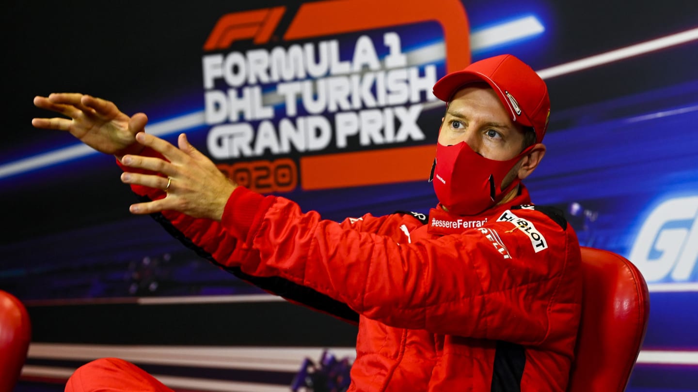Sebastian Vettel, Ferrari in the press conference