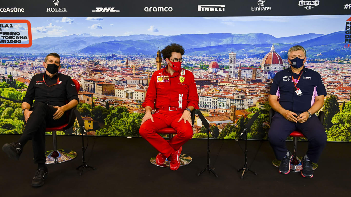 stein, Mattia Binotto, Team Principal Ferrari and Otmar Szafnauer, Team Principal and CEO, Racing Point in the press conference 