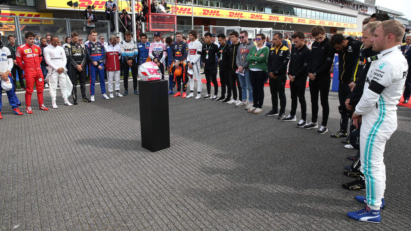 The grid pays its respects to Anthoine Hubert with a minutes silence.
01.09.2019. Formula 1 World