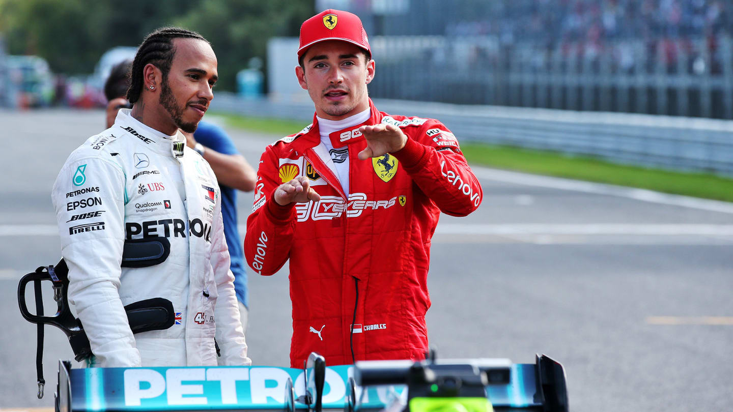 (L to R): Lewis Hamilton (GBR) Mercedes AMG F1 with pole sitter Lewis Hamilton (GBR) Mercedes AMG