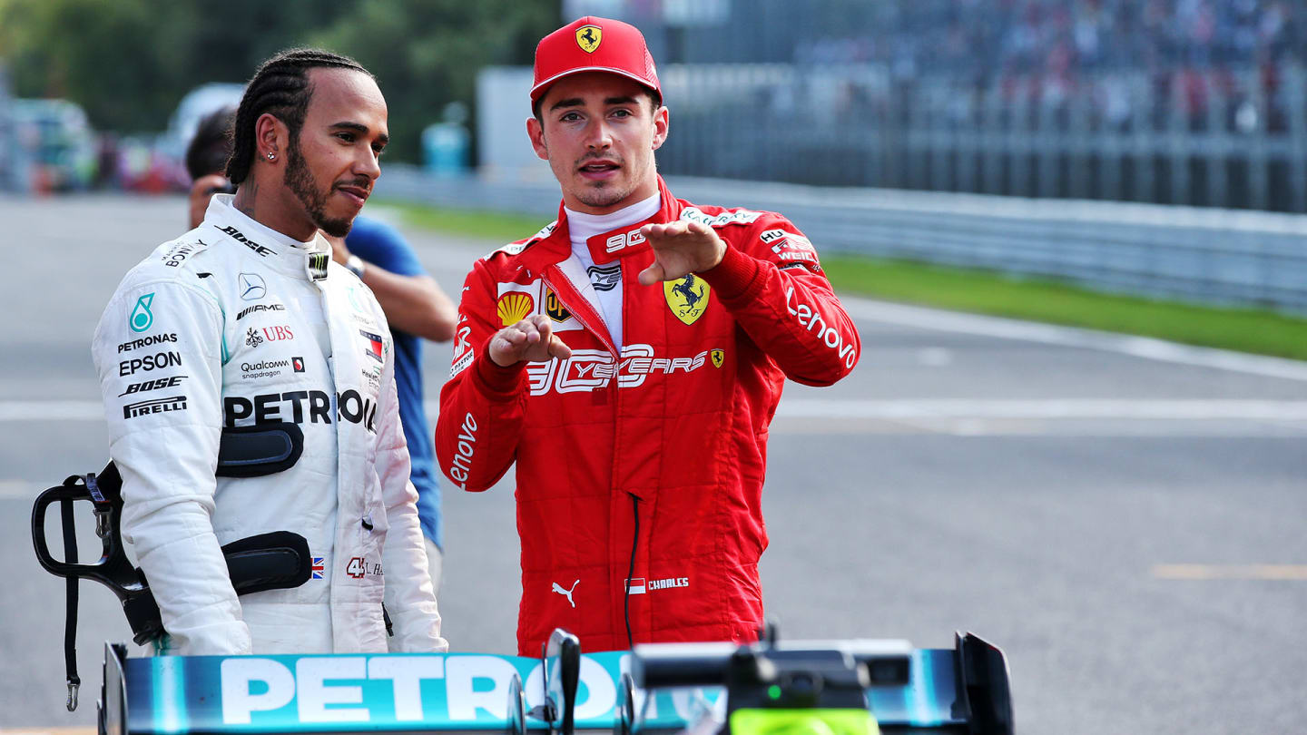 (L to R): Lewis Hamilton (GBR) Mercedes AMG F1 with pole sitter Lewis Hamilton (GBR) Mercedes AMG F1 in qualifying parc ferme.
07.09.2019. Formula 1 World Championship, Rd 14, Italian Grand Prix, Monza, Italy, Qualifying Day.
- www.xpbimages.com, EMail: requests@xpbimages.com - copy of publication required for printed pictures. Every used picture is fee-liable. © Copyright: Batchelor / XPB Images