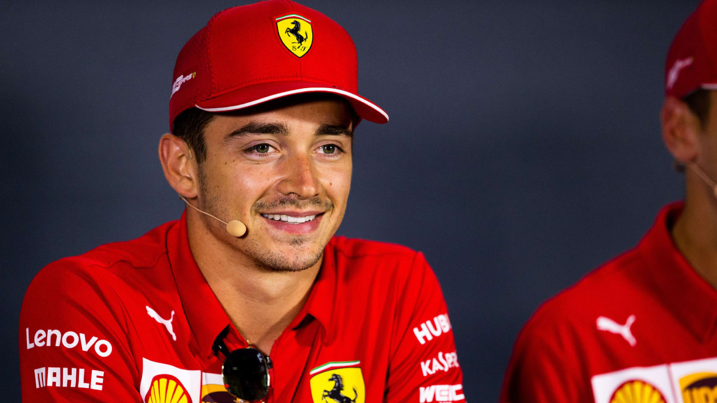 Charles Leclerc (MON) Ferrari in the FIA Press Conference.
05.09.2019. Formula 1 World Championship, Rd 14, Italian Grand Prix, Monza, Italy, Preparation Day.
 - www.xpbimages.com, EMail: requests@xpbimages.com - copy of publication required for printed pictures. Every used picture is fee-liable. © Copyright: Filipe / XPB Images