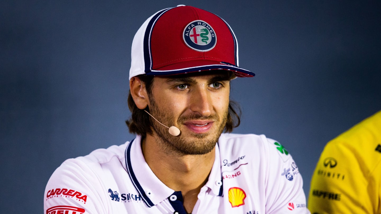 Antonio Giovinazzi (ITA) Alfa Romeo Racing in the FIA Press Conference.
05.09.2019. Formula 1 World Championship, Rd 14, Italian Grand Prix, Monza, Italy, Preparation Day.
 - www.xpbimages.com, EMail: requests@xpbimages.com - copy of publication required for printed pictures. Every used picture is fee-liable. © Copyright: Filipe / XPB Images