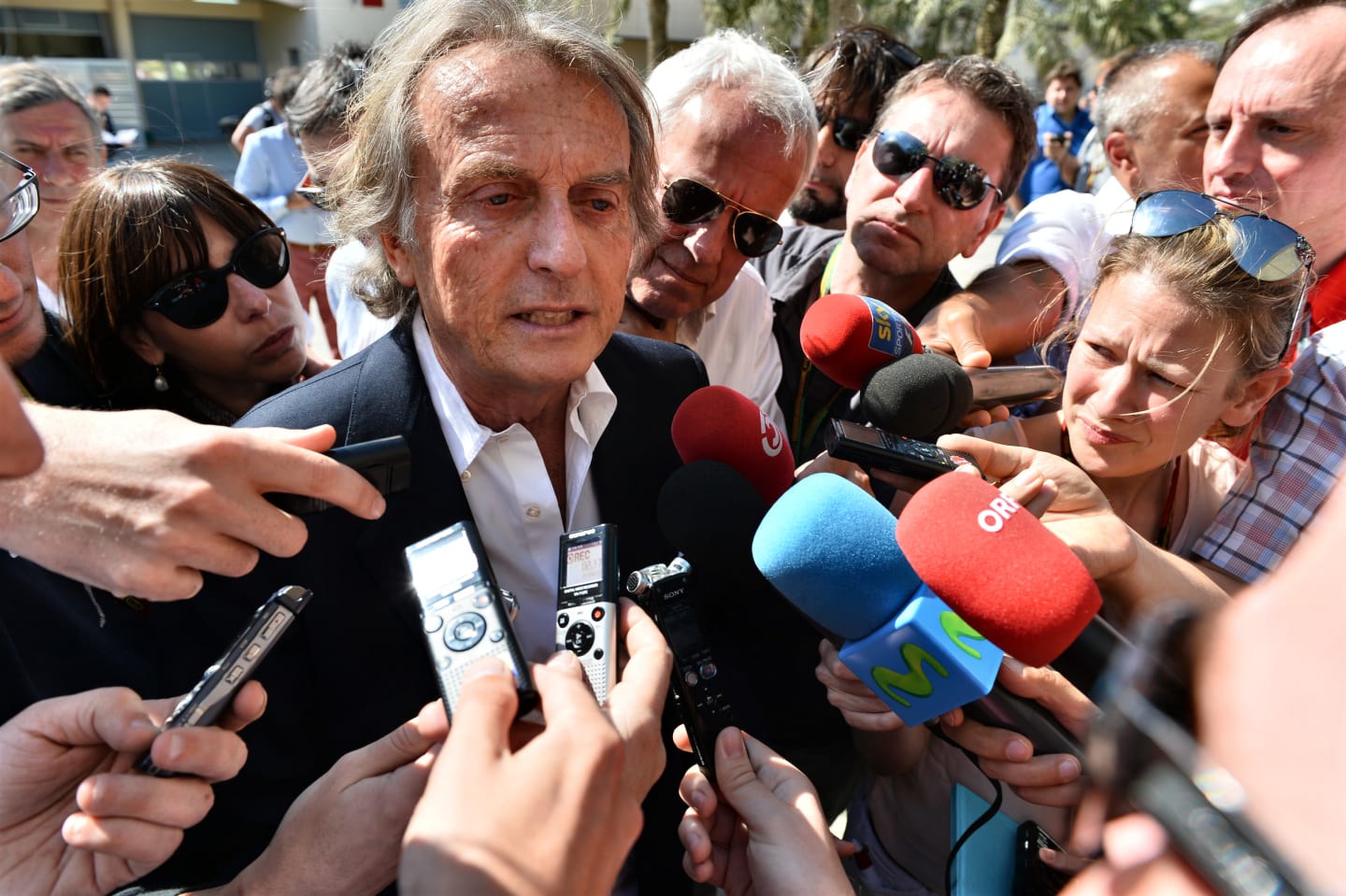 Luca di Montezemolo (ITA) Ferrari President talks with the media. Formula One World Championship,