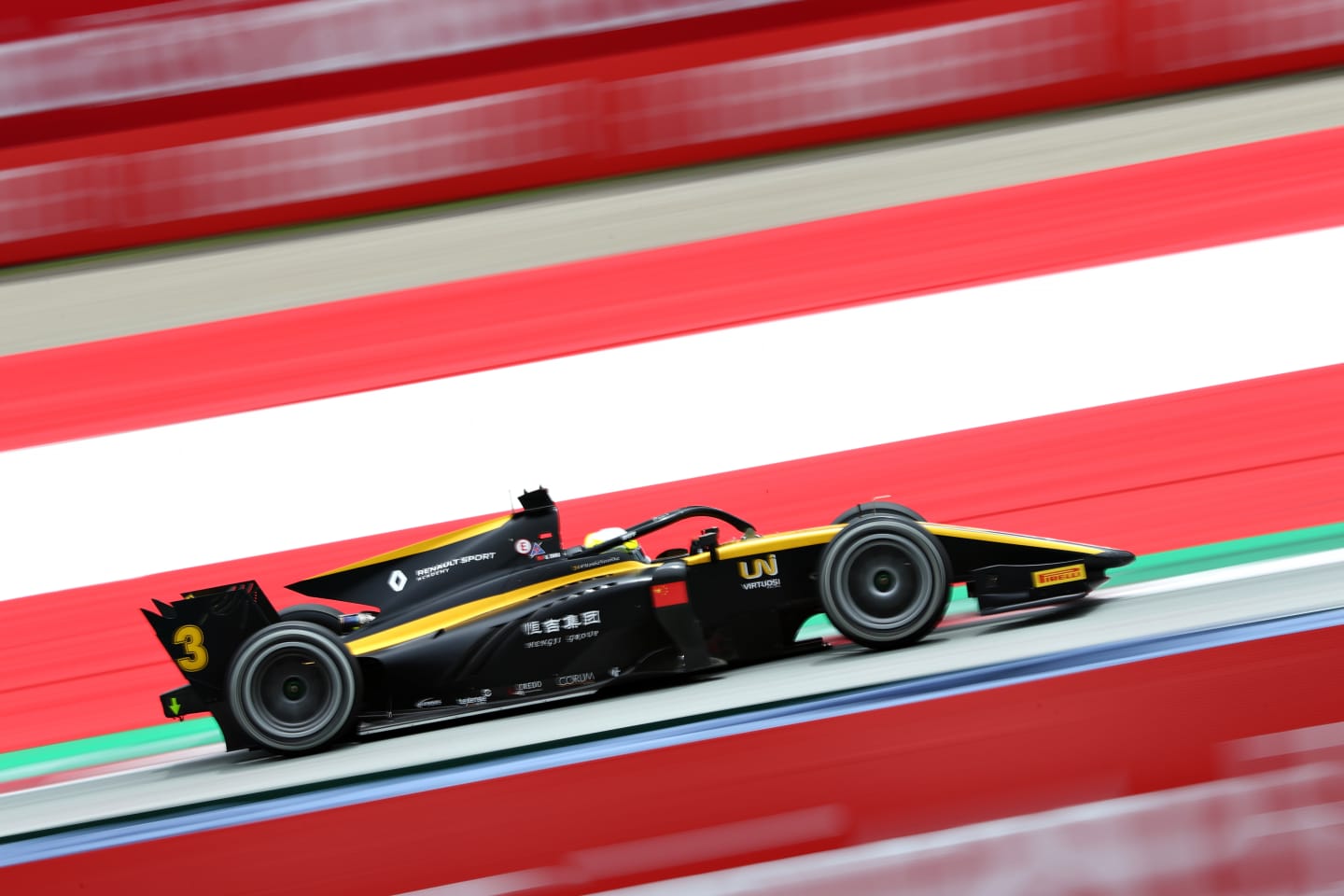 SPIELBERG, AUSTRIA - JULY 03: Guanyu Zhou of China and UNI-Virtuosi Racing (3) drives during