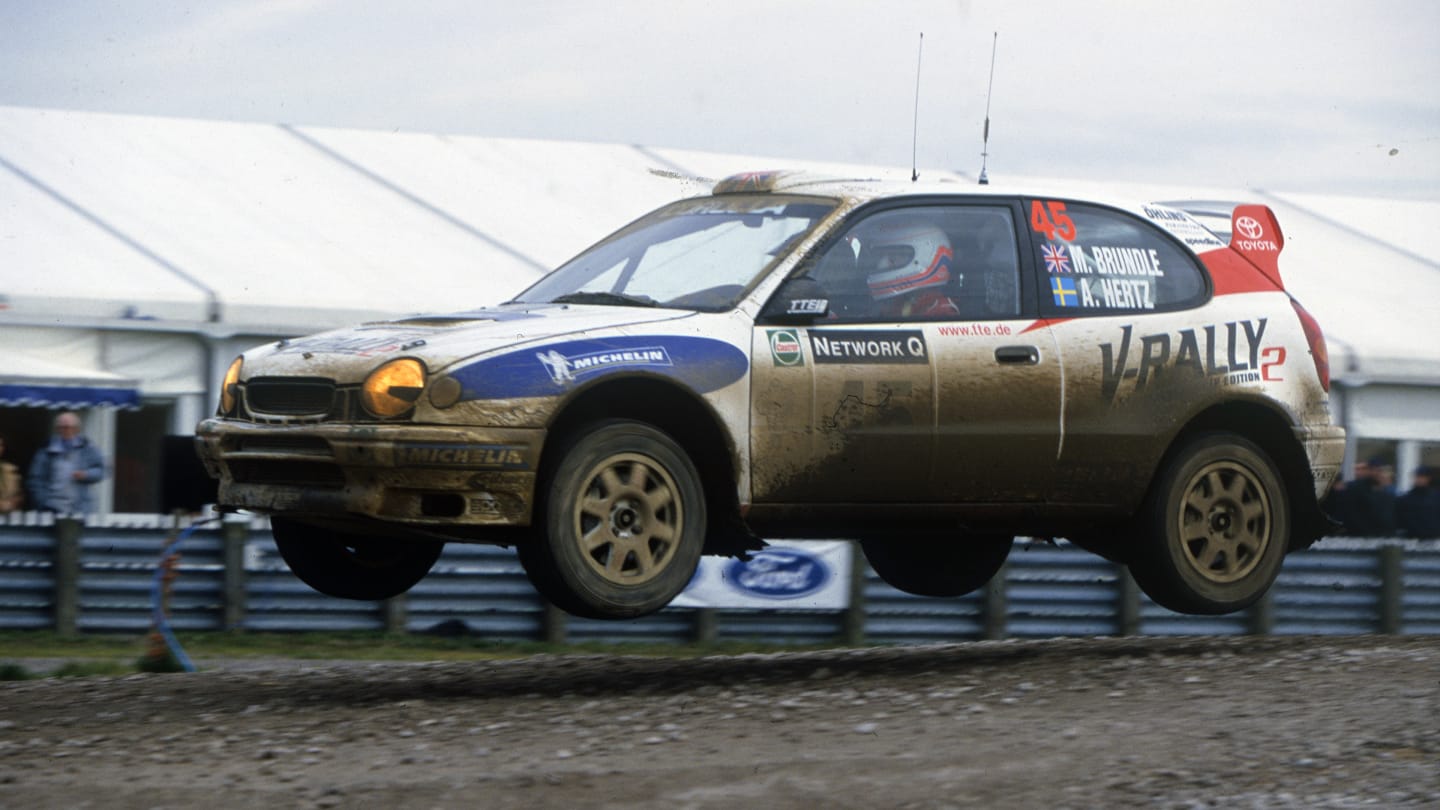 Martin Brundle flies at the 1999 RAC Rally