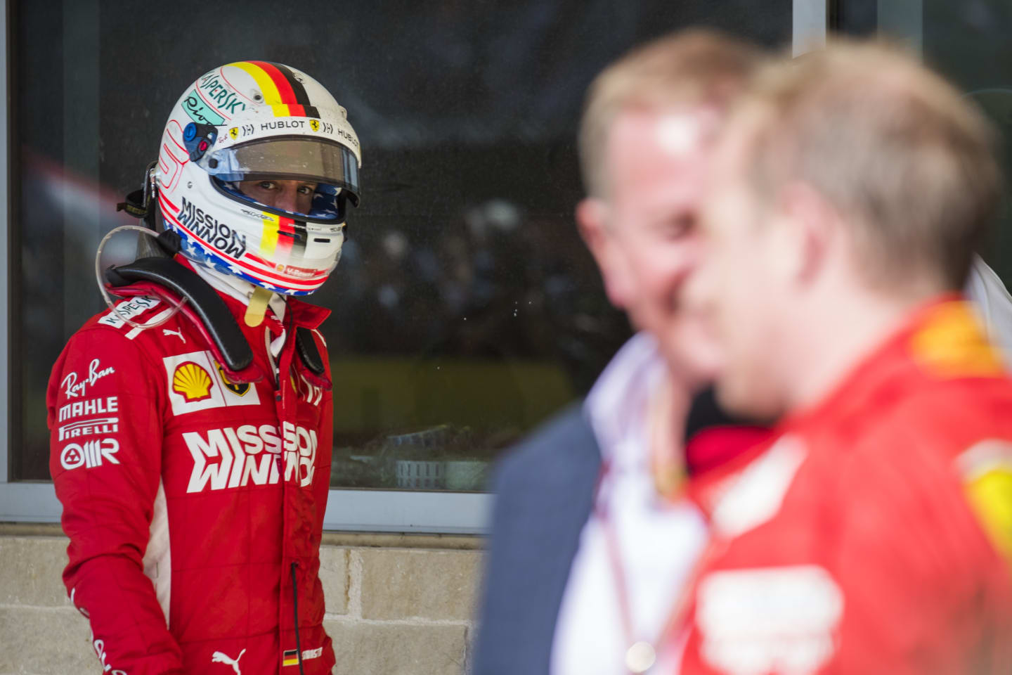 CIRCUIT OF THE AMERICAS, UNITED STATES OF AMERICA - OCTOBER 21: Sebastian Vettel, Ferrari, looks