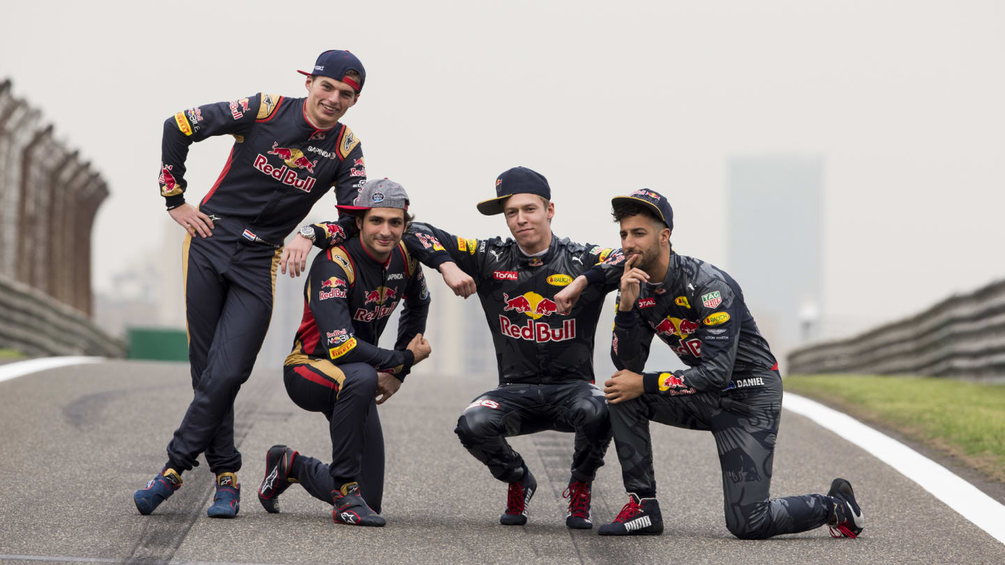 SHANGHAI, CHINA - APRIL 14:  Daniel Ricciardo of Australia and Red Bull Racing, Daniil Kvyat of