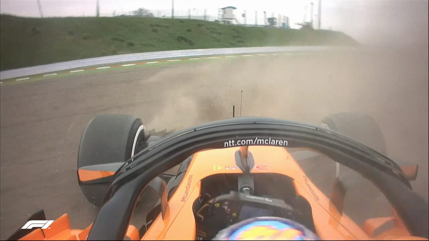 FP1: Rare error sees Alonso slide his McLaren into the gravel
