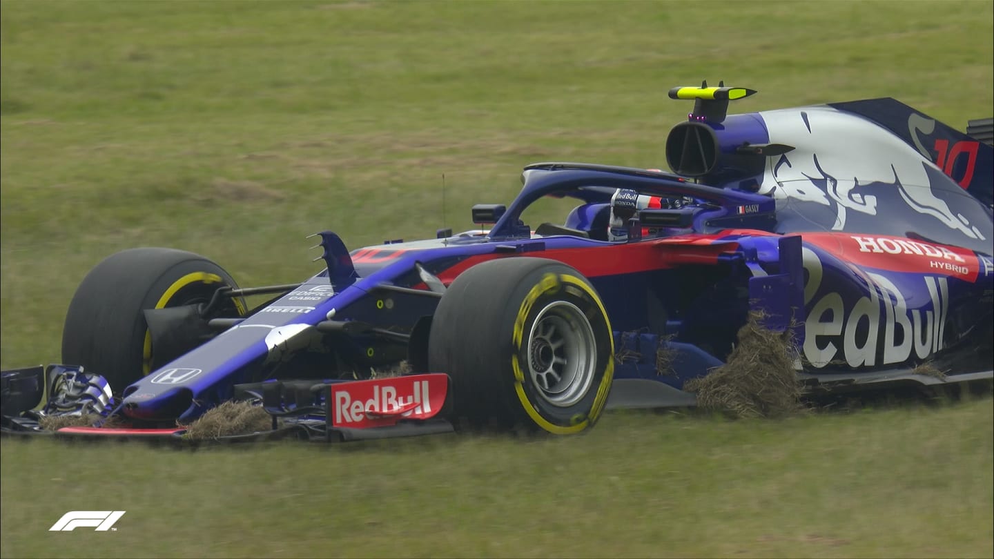 FP1: Gasly takes a trip across the grass at Turn 3