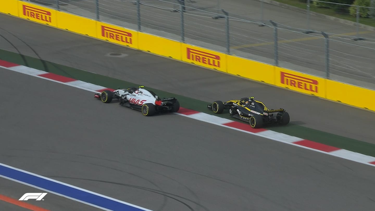 RACE: Magnussen and Sainz almost come to blows 