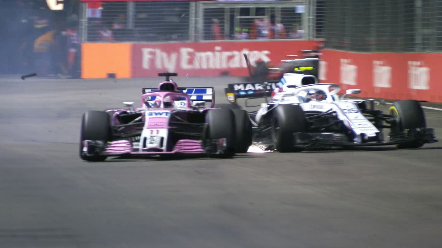 RACE: Frustrated Perez collides with Sirotkin
