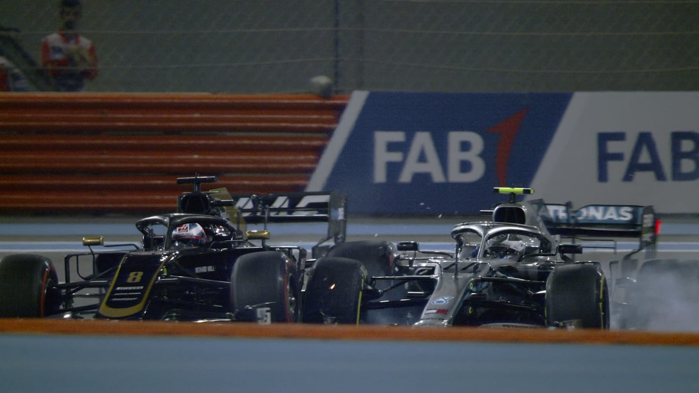 FP2: Valtteri Bottas and Romain Grosjean collide