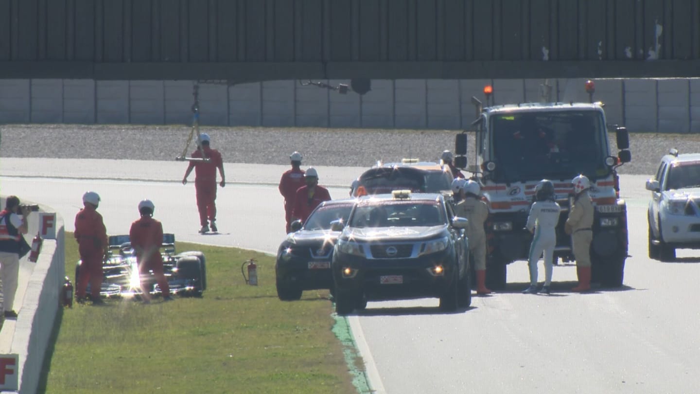 Pre-season testing 2019: Bottas parks his Mercedes off track
