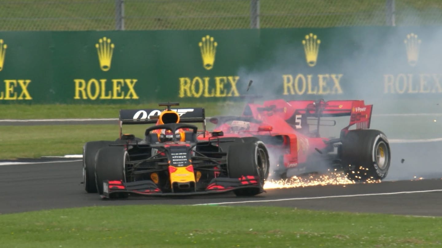 British GP: Vettel runs into back of Verstappen, putting both off