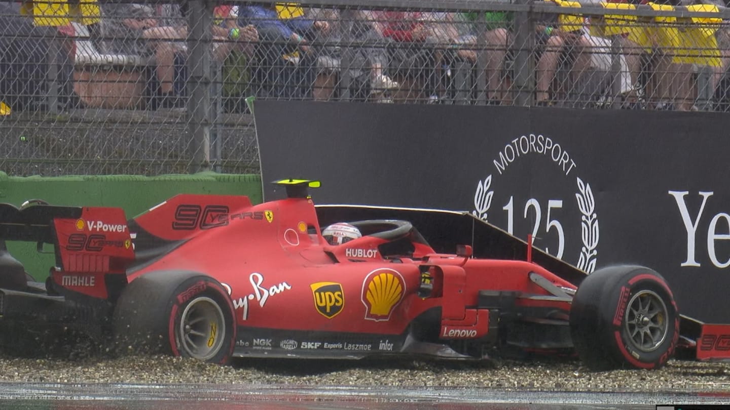 GERMAN GP : Leclerc's race over as he beaches Ferrari in gravel
