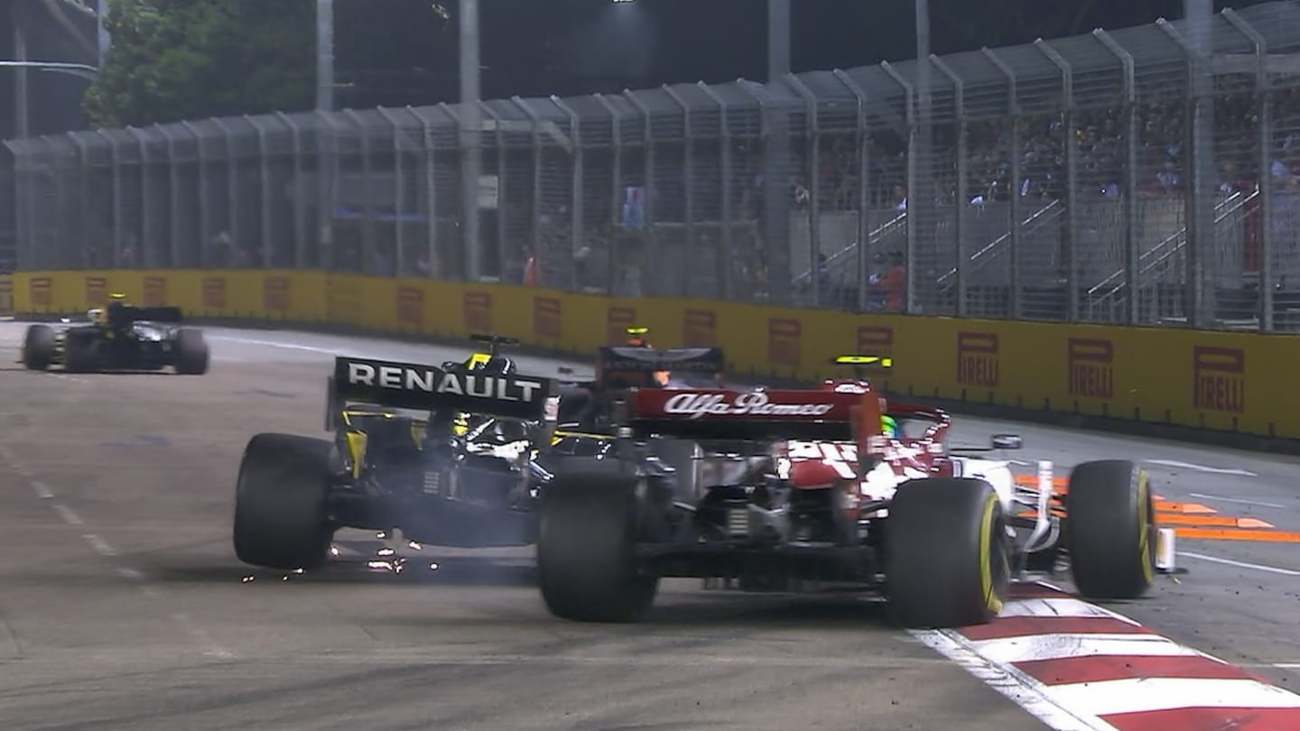 Singapore GP: Ricciardo and Giovinazzi collide in fight for P7
