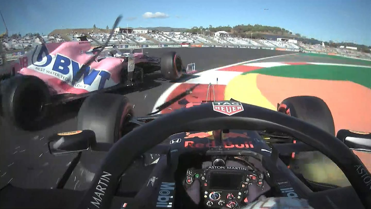 2020 Portuguese GP FP2: Verstappen and Stroll crash