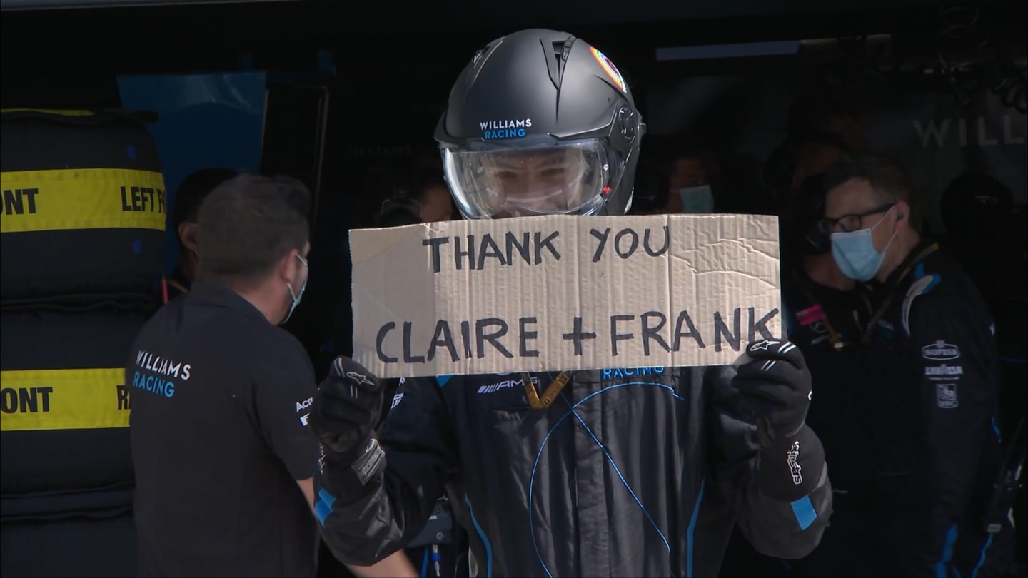 Williams jokes continue in Italy with low-budget 'thank you' to Claire and Frank