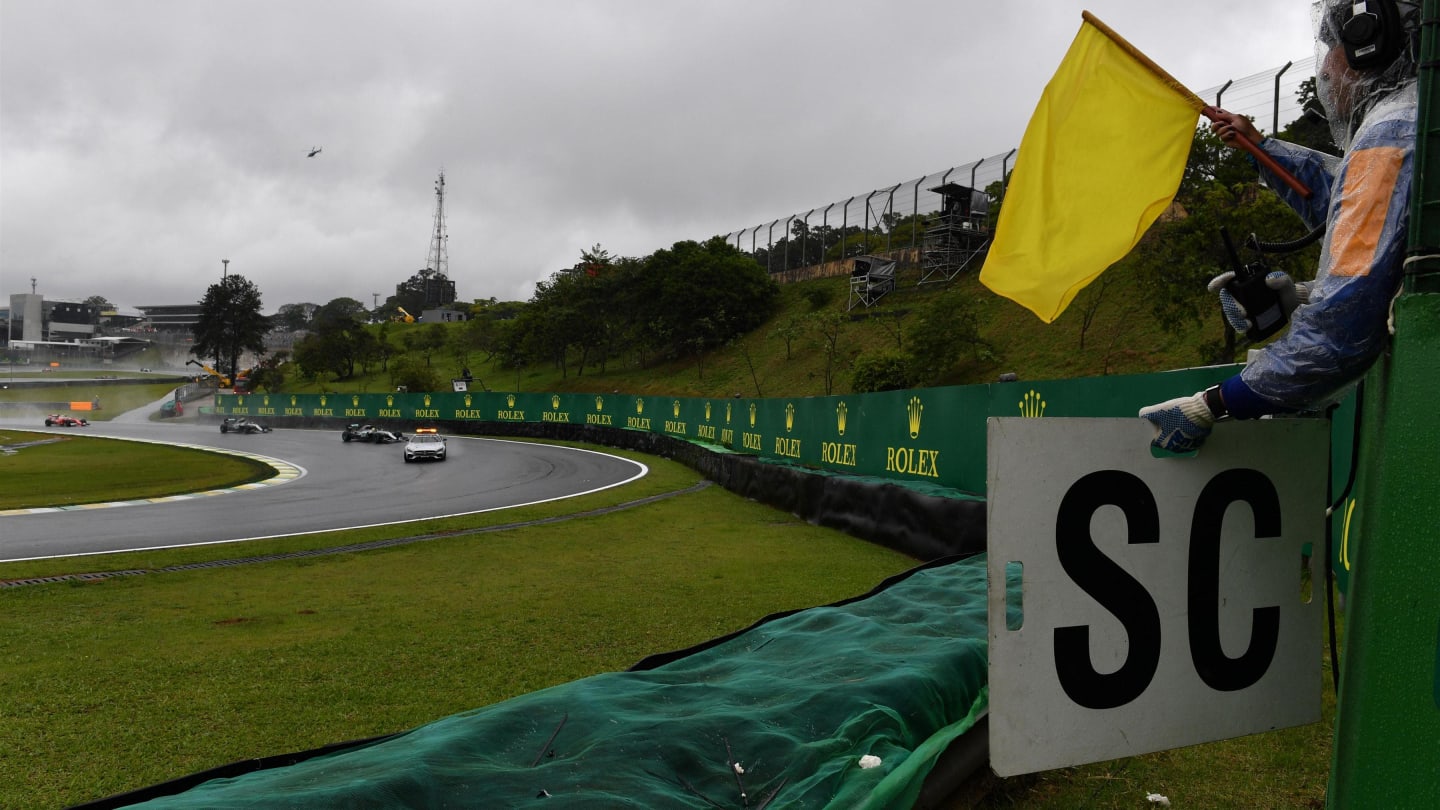 Safety car leads the field at Formula One World Championship, Rd20, Brazilian Grand Prix, Race,