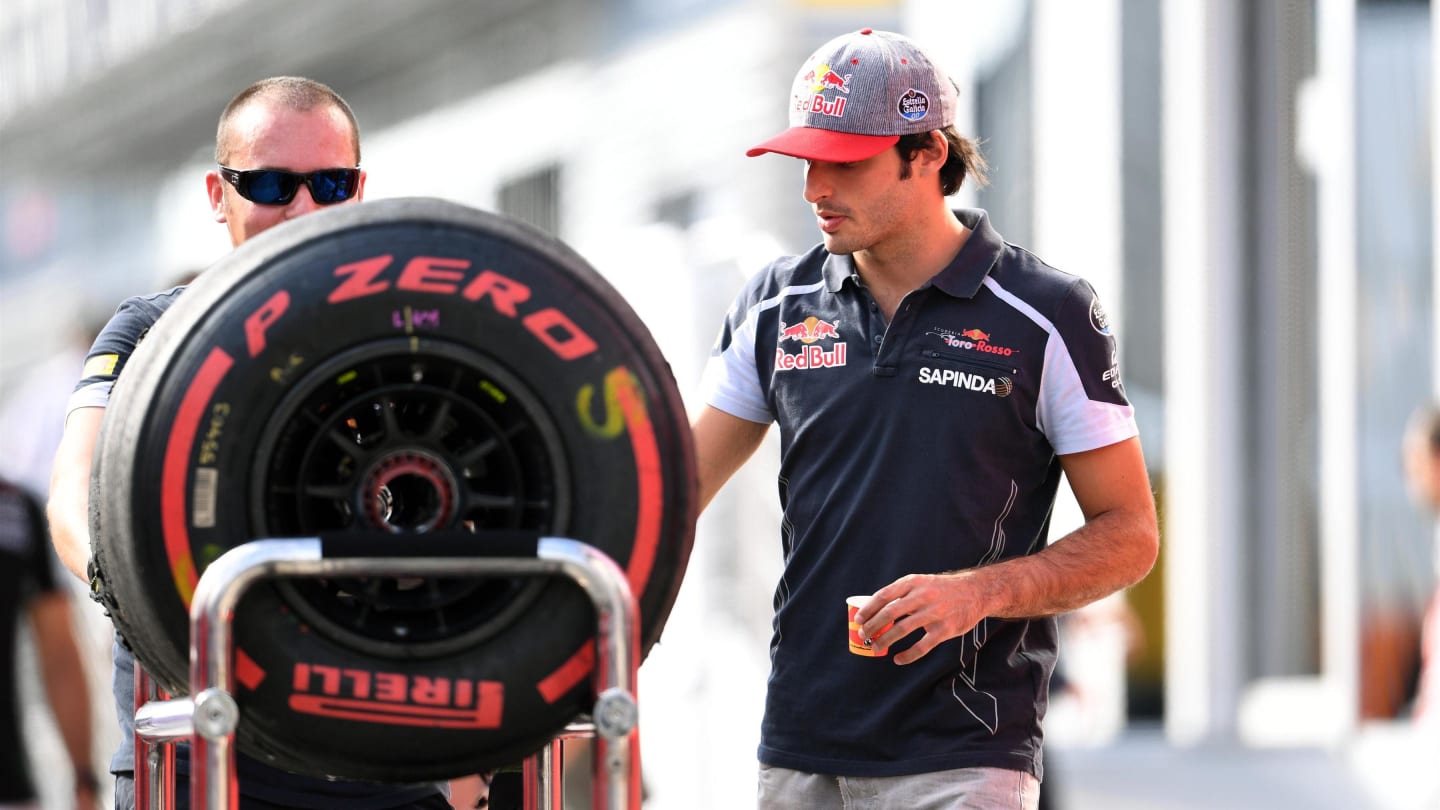 Carlos Sainz jr (ESP) Scuderia Toro Rosso and Pirelli tyres at Formula One World Championship,
