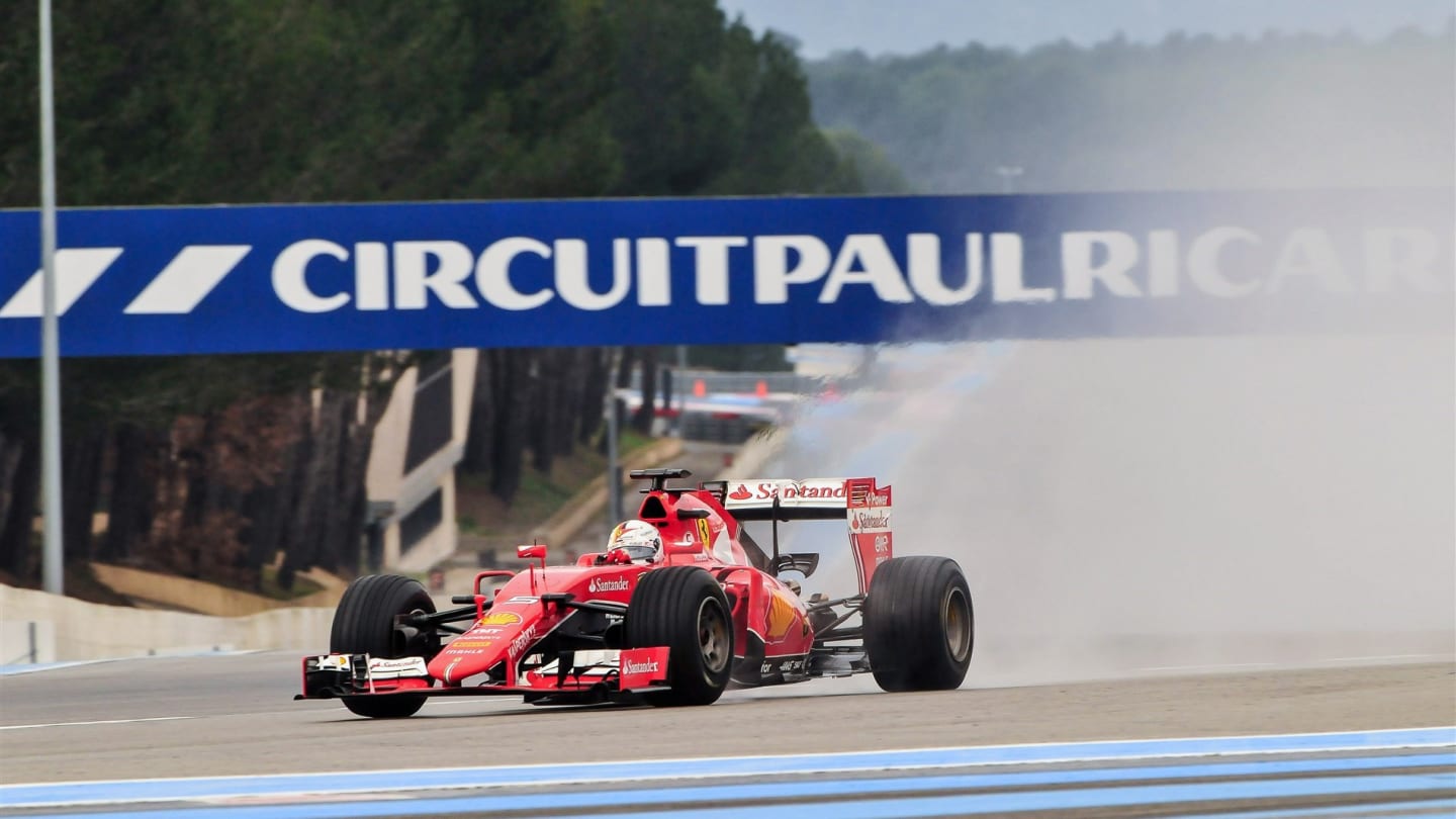 Sebastian Vettel (GER) Ferrari SF15-T at Pirelli Formula One Wet Test, Day Two, Paul Ricard,